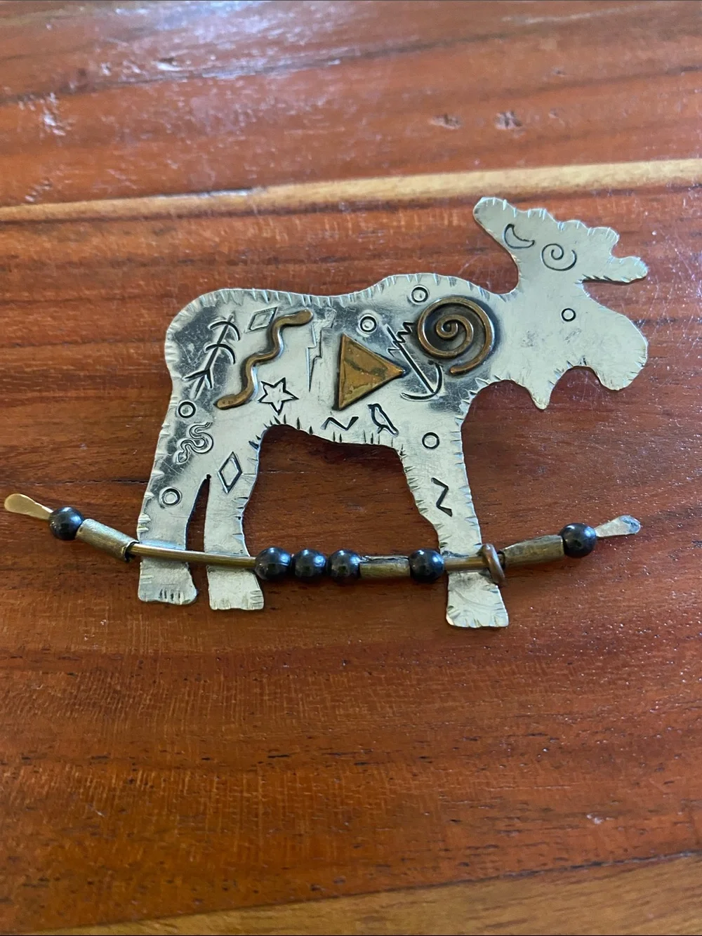 Marcia Q Miller Original handmade Cave moose Brooch primitive modernist